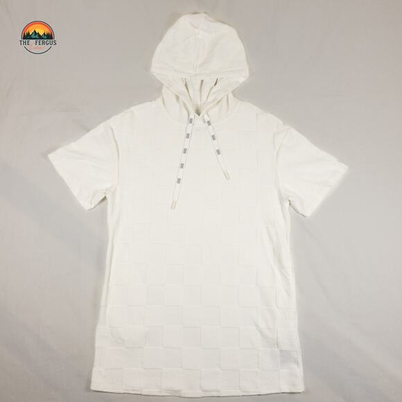 UGG Women’s Kassey Hooded Dress White Check Cotton Blend Cover Up XS - Picture 1 of 12